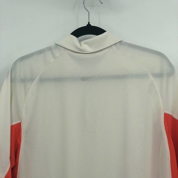Nike Golf Fit Dry Polo Shirt Collared Short Sleeve 1/4 Buttoned White Orange XL - Picture 5 of 9